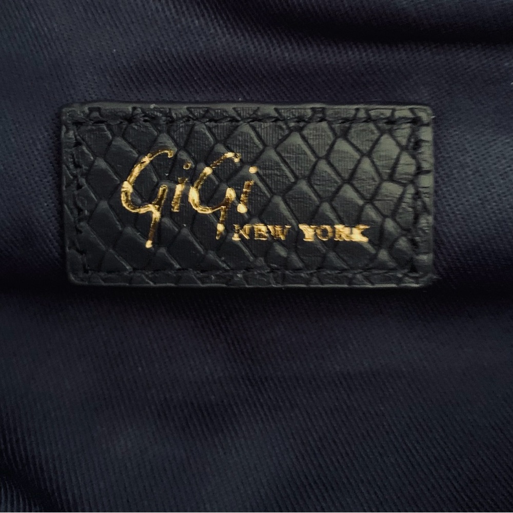 GIGI New York Navy Clutch•Detachable Strap•Tassel•Python Embossed Leather•NWT - Picture 6 of 12